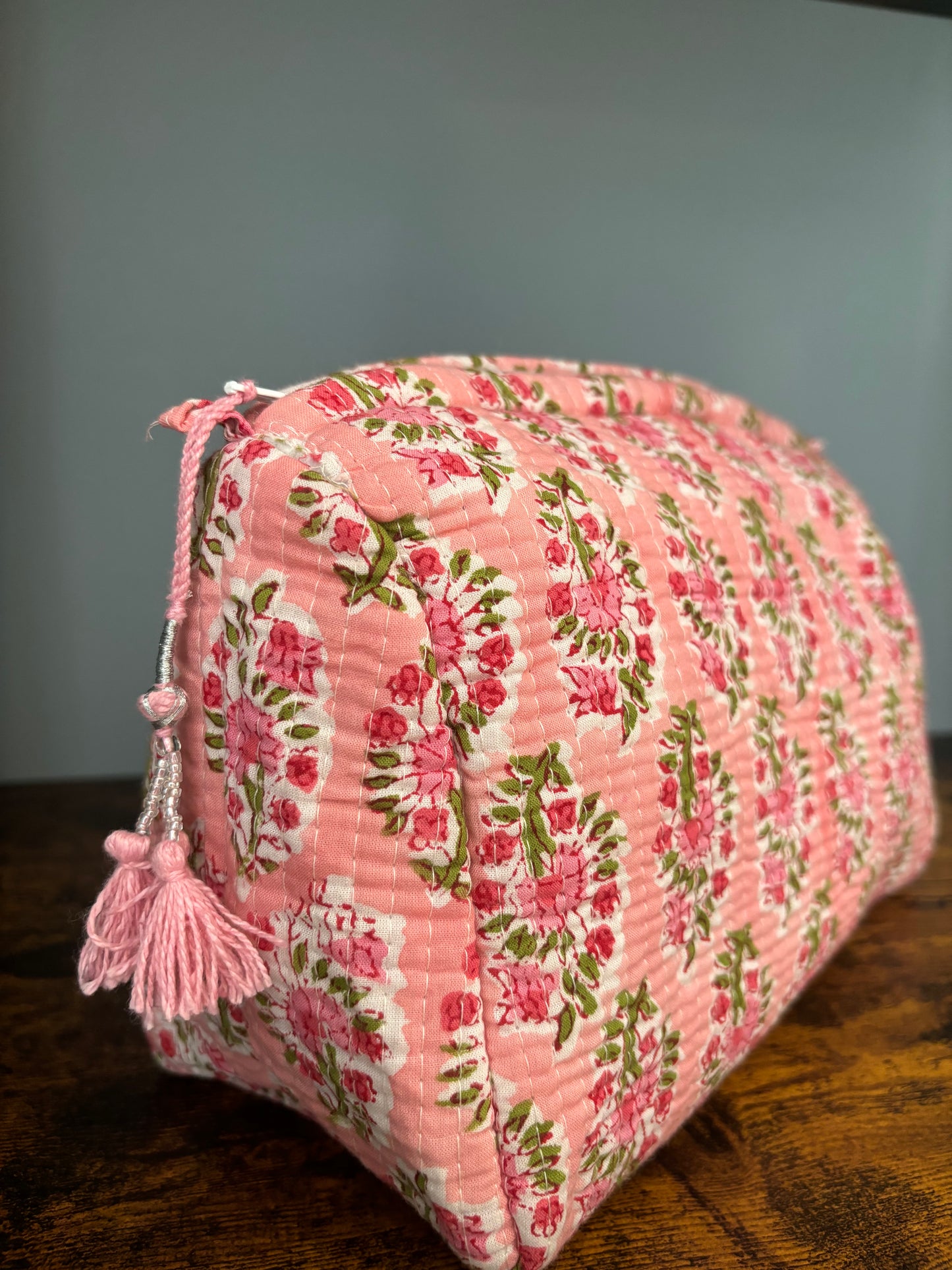 Pastel Block Printed Makeup Pouch