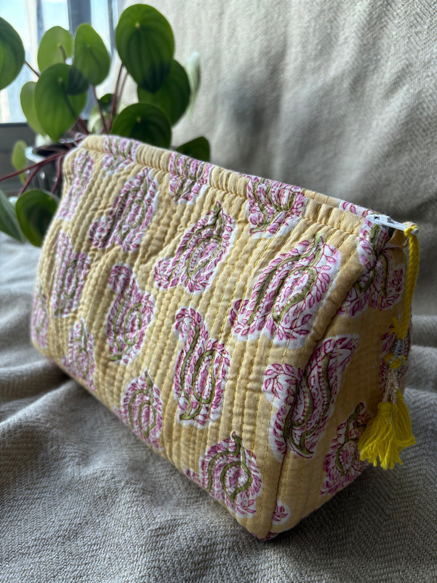 Pastel Yellow Makeup Bag