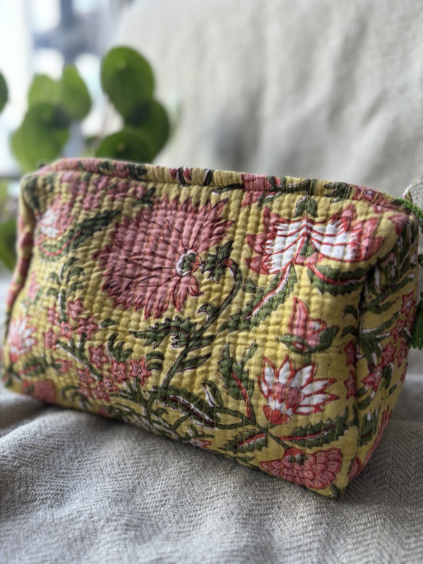 Mustard Green Makeup Bag