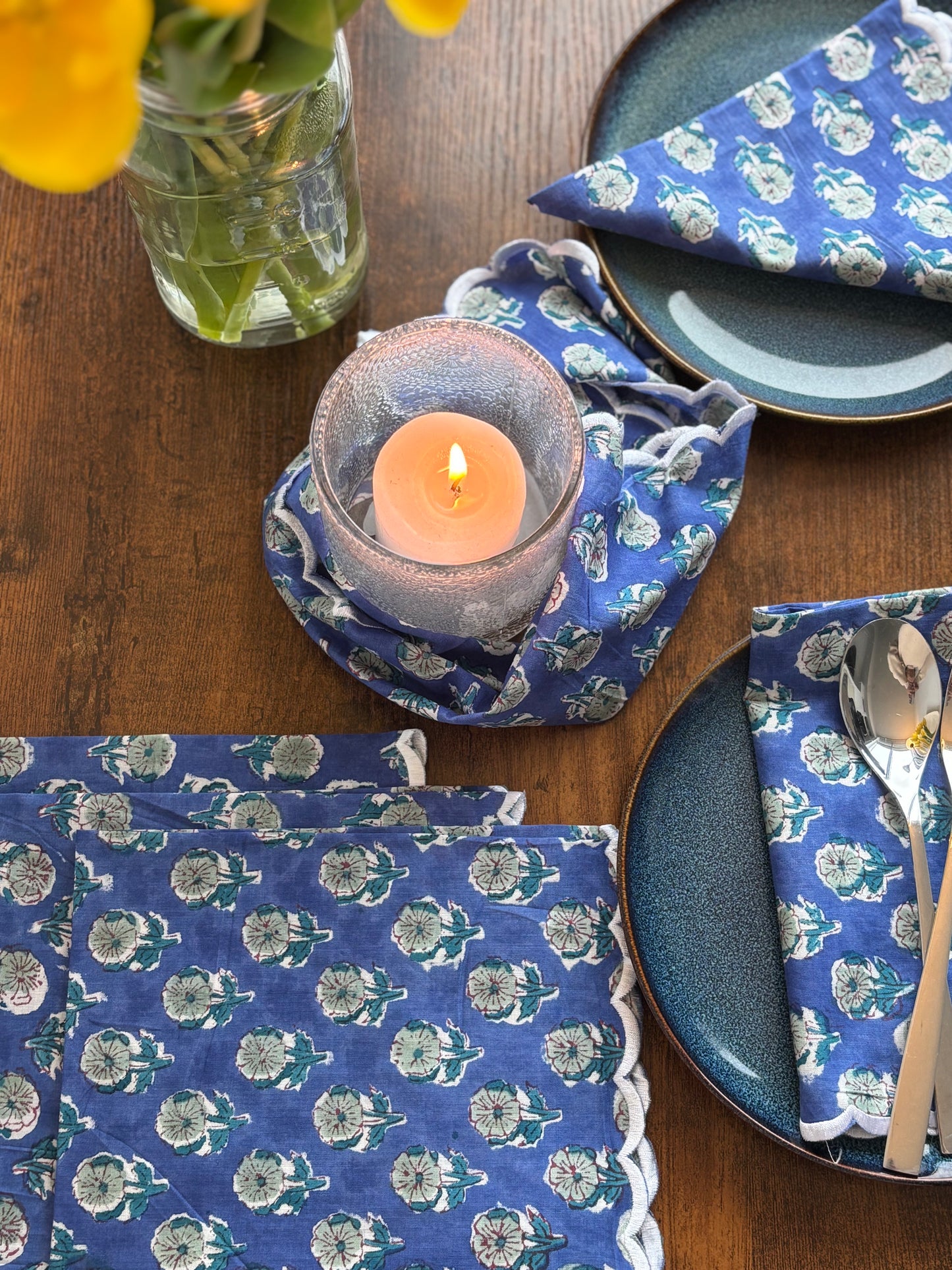 Scalloped-edged Napkins (Indigo)