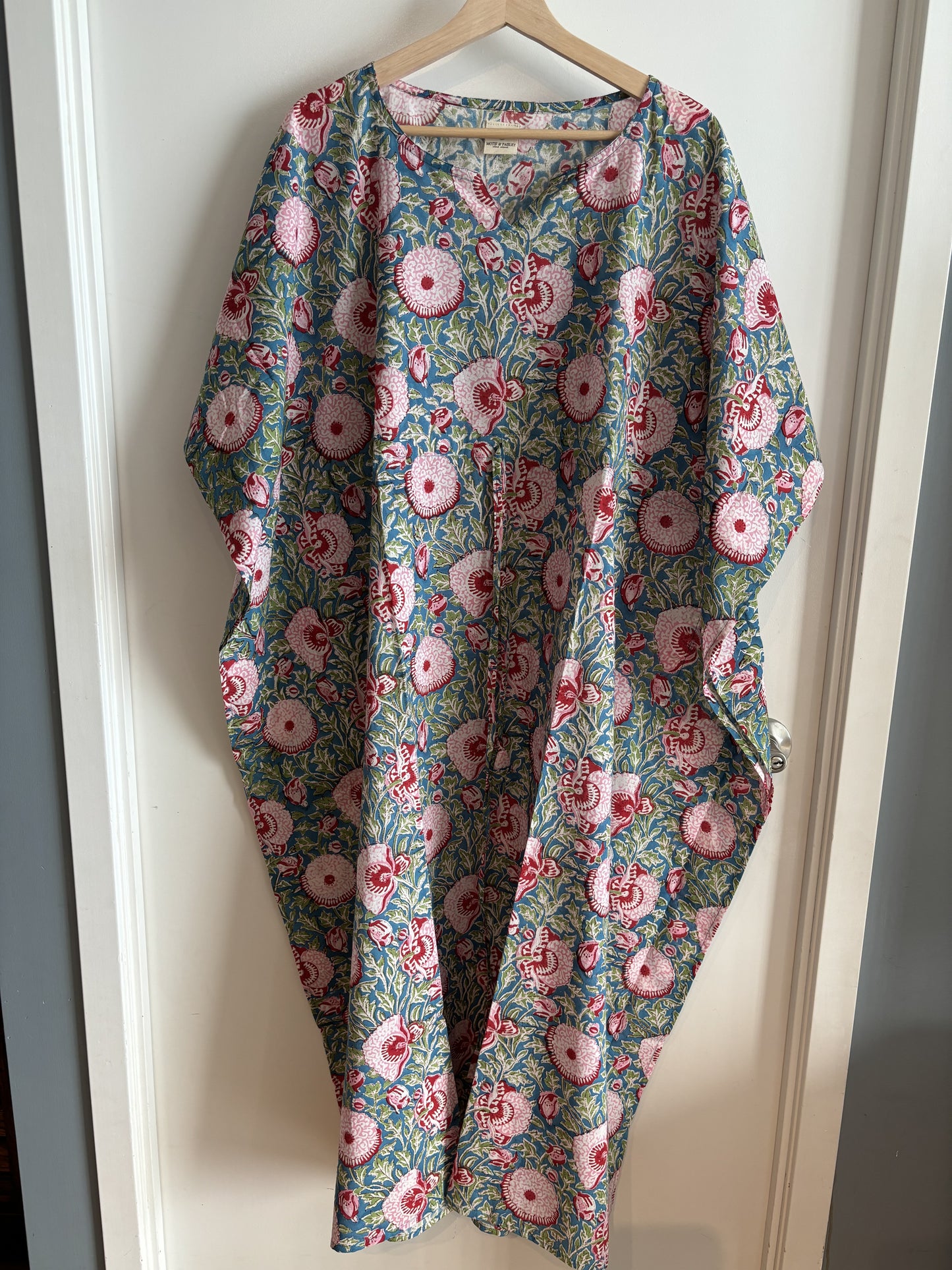 Green Block Printed Kaftan