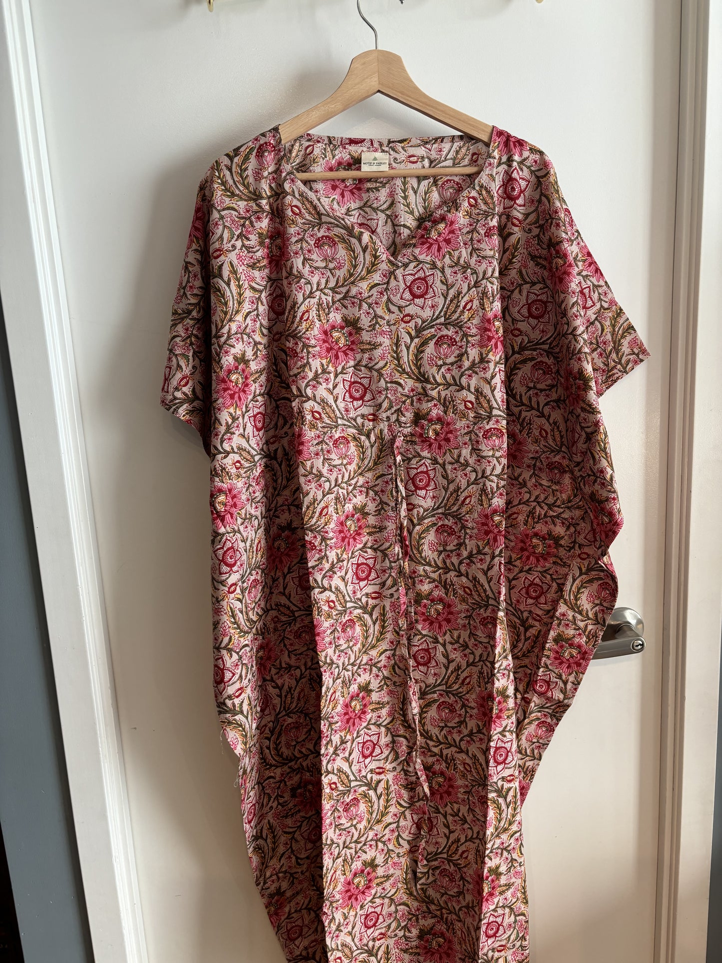 Peach Block Printed Kaftan