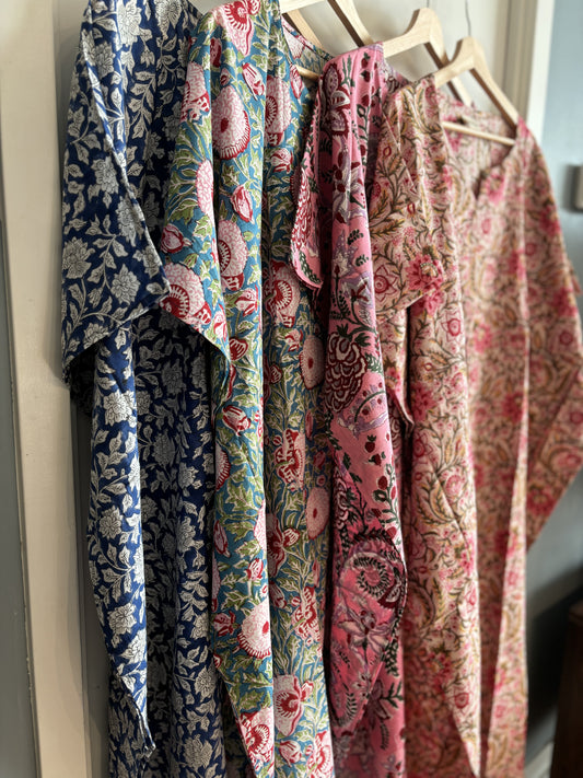 Peach Block Printed Kaftan