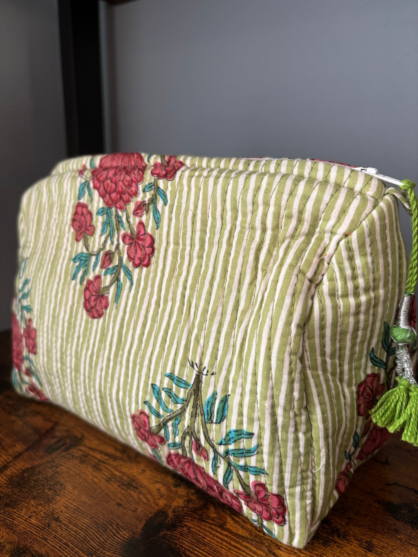 Striped Block Printed Makeup Pouch