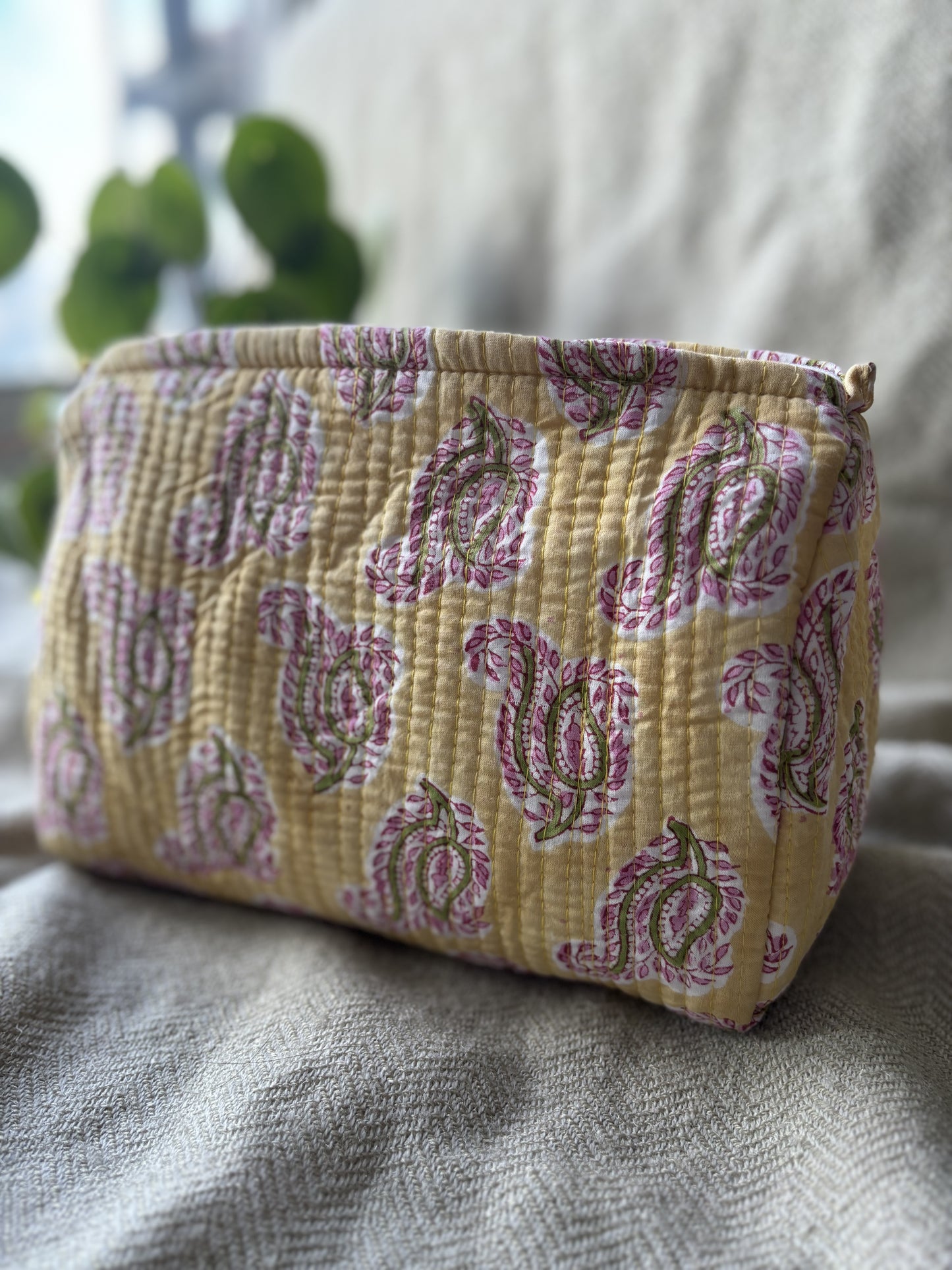 Pastel Yellow Makeup Bag
