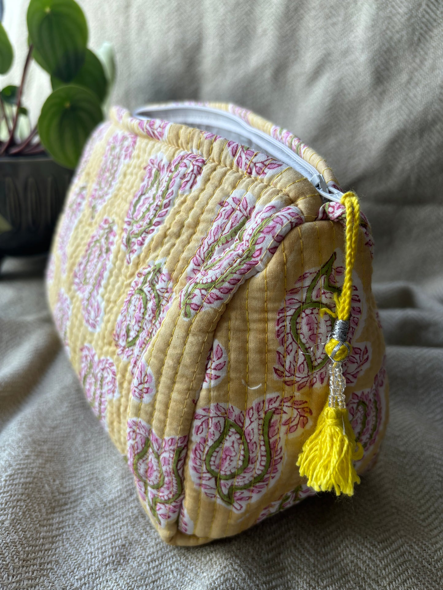 Pastel Yellow Makeup Bag