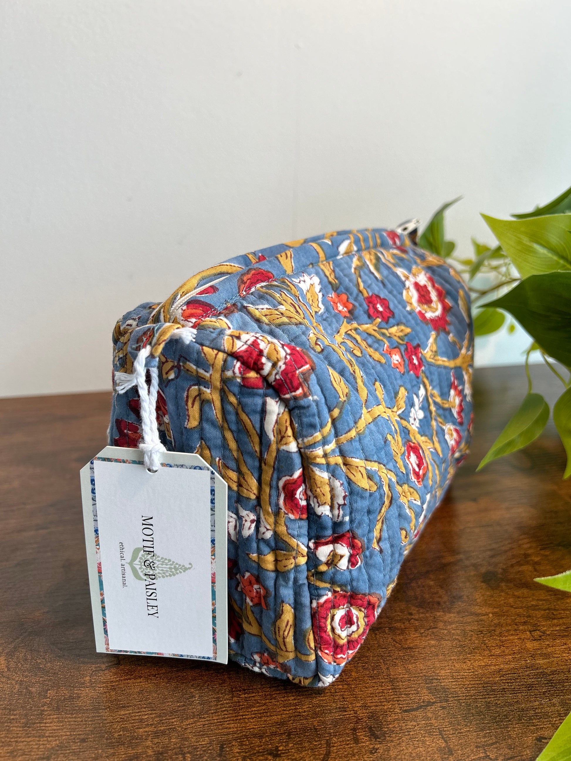 Block Printed Makeup Pouch – Motif Paisley - Main Image